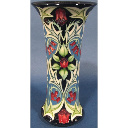 1038 - Moorcroft trumpet shaped vase with floral detail, limited edition 109/250, dated 2004