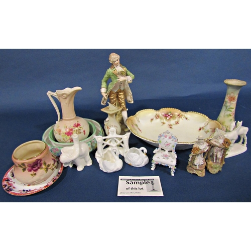 1044 - A mixed collection of small cabinet pieces to include a Worcester leaf moulded jug, two Taylor Tunni... 