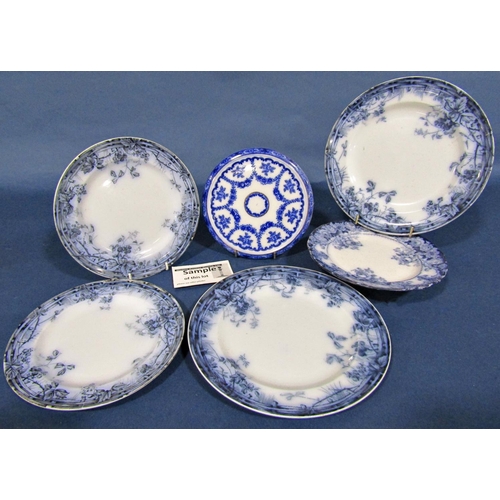 1048 - A quantity of 19th century and later blue and white printed ware including meat plates, dinner plate... 