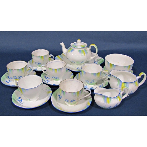 1050 - A Grafton china tea service for six with bluebell detail