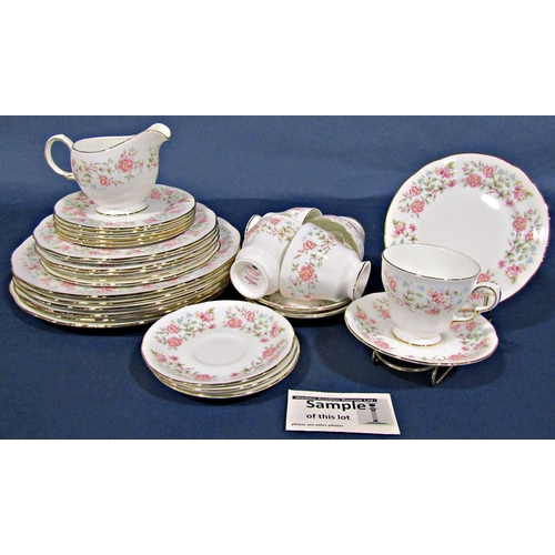 1052 - A Colclough Bouquet pattern tea service for six with honeysuckle and trailing floral detail, togethe... 