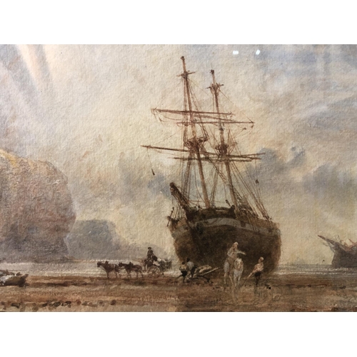 22 - George Weatherill (1810-1890) - Unloading Fishing Boats, watercolour and body colour on paper, signe... 