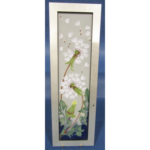 1075 - Framed Moorcroft panel showing dandelions and seeds, dated 2013