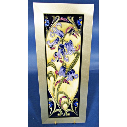 1077 - Framed Moorcroft panel showing bluebells, dated 2011