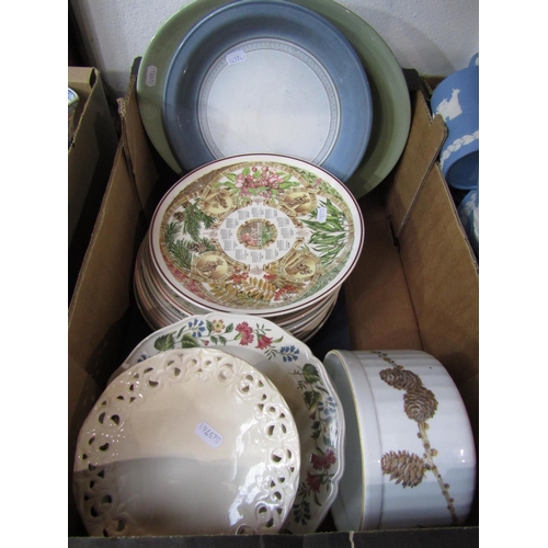 1109 - Six Wedgwood Derwent pattern soup bowls, a collection of Wedgewood Calendar plates, etc