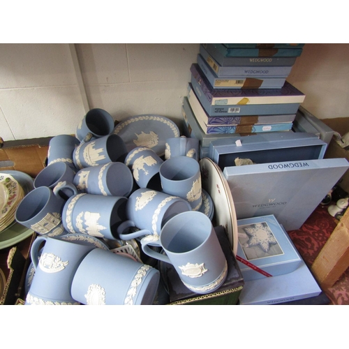 1110 - A large collection of Wedgwood Jasperware including several one pint tankards from the 70s/80s perio... 