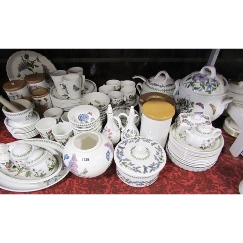 1126 - A quantity of Portmeirion Botanical wares including dishes, barrels, storage jars, pots, jugs, morta... 