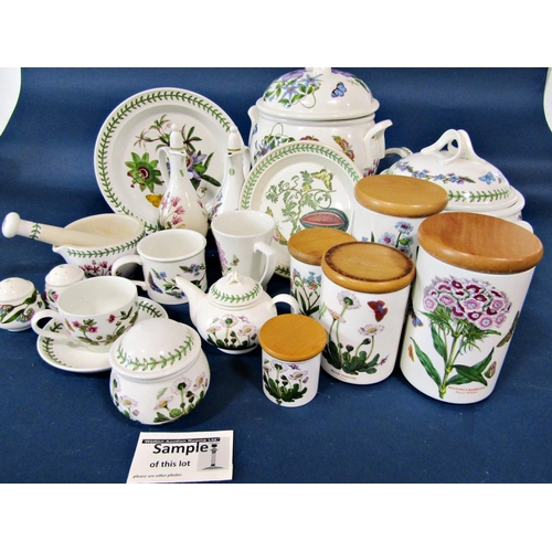 1126 - A quantity of Portmeirion Botanical wares including dishes, barrels, storage jars, pots, jugs, morta... 