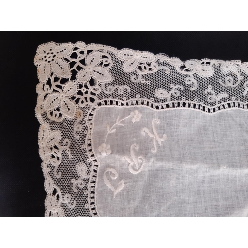 1606 - A collection of handkerchiefs including 6 late 19th/ early 20th century elaborate lace examples, som... 