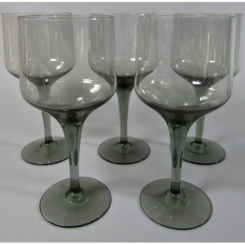 1147 - A collection of Orrefors Rhapsody Smoky grey wine glasses, eleven small wines, 17cm tall, five clare... 