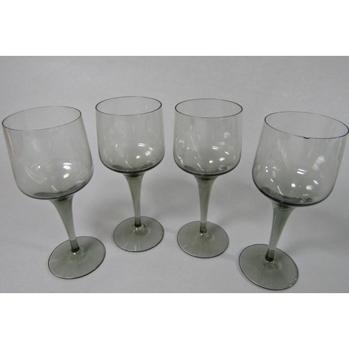 1147 - A collection of Orrefors Rhapsody Smoky grey wine glasses, eleven small wines, 17cm tall, five clare... 