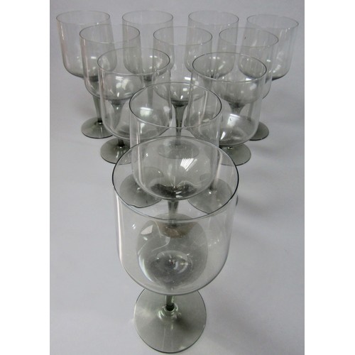 1147 - A collection of Orrefors Rhapsody Smoky grey wine glasses, eleven small wines, 17cm tall, five clare... 