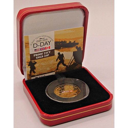 459 - Proof Pobjoy Mint 50p D Day limited 495 cased