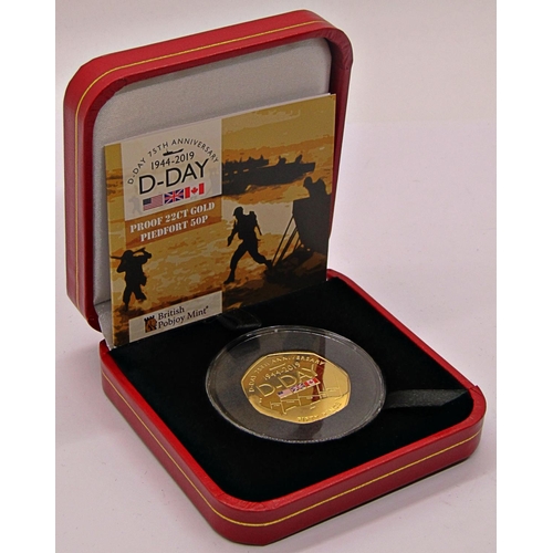 460 - Proof Pobjoy Mint 50p D Day limited 495 cased