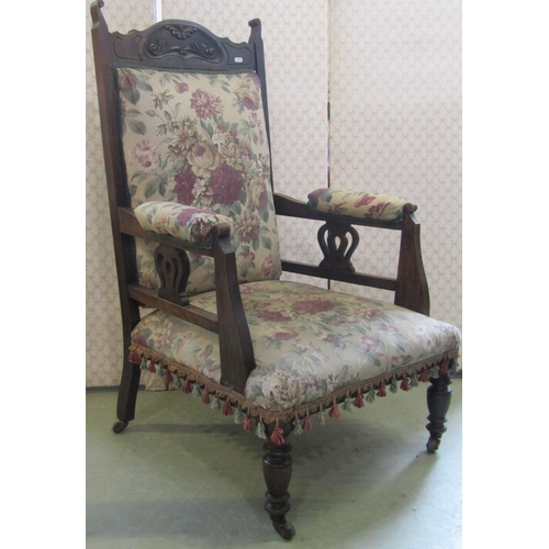 2157 - An Edwardian walnut drawing room chair, together with a further chair with down-swept arms (2)