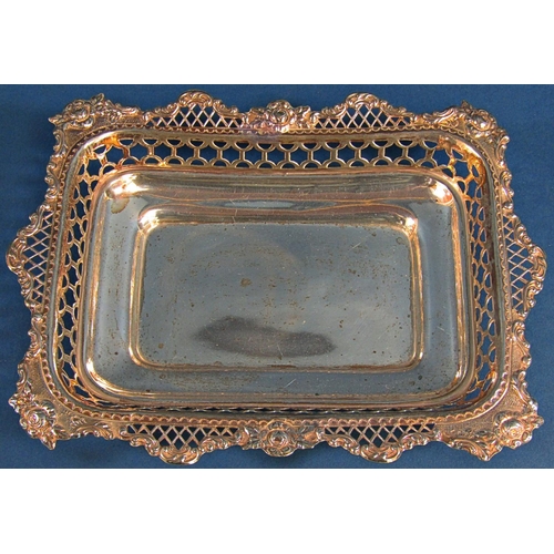 1206 - A late Victorian rectangular dish with filigree edge, London 1899 maker William Comyns & Sons, a sma... 