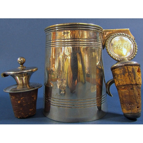 1222 - A silver christening tankard retailed by James Walker Ltd, 102 Oxford Street, London W1, 9cm high, 3... 