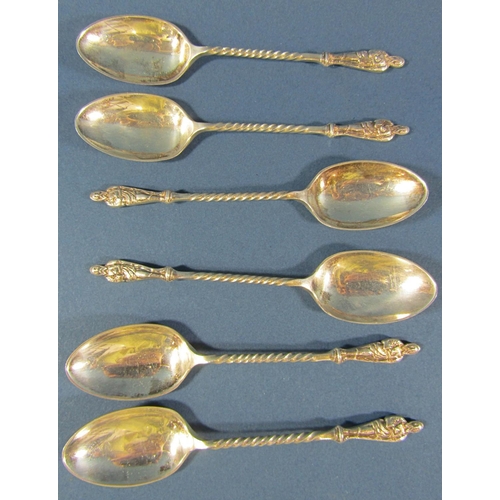 1230 - a cased set of six Georgian teaspoons, a cased set of six silver teaspoons with shell bowls, Birming... 