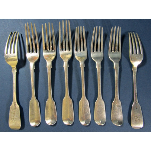 1245 - Assorted 19th century silver flatware to include two serving spoons, three shell patterned dessert s... 