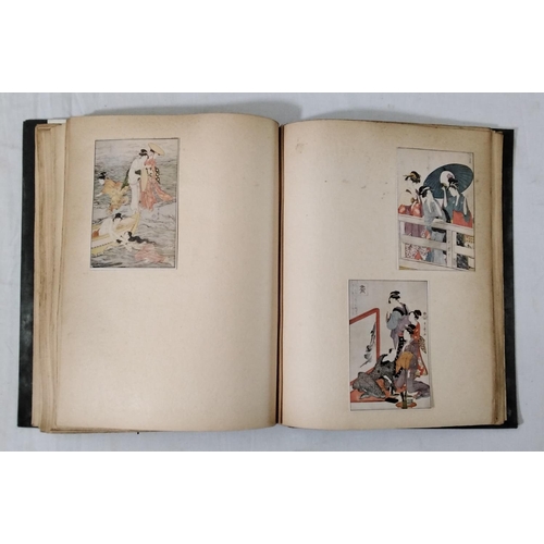 226 - An album containing a quantity of postcards showing oriental works of art, a further album containin... 