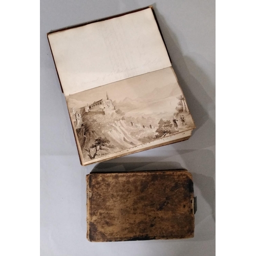 228 - A 19th century album containing a collection of handwritten notes and drawings plus clippings and pr... 