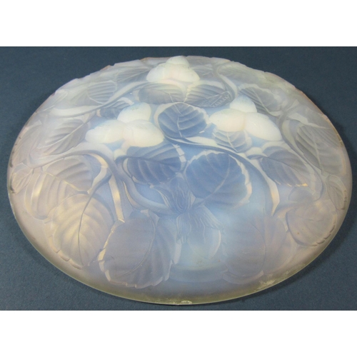 1132 - An Arrers , France, Art Deco opalescent glass Hazelnut and leaves shallow bowl, 24cm diam.