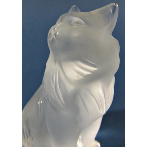 1135 - A Lalique frosted glass cat “Heggie” with an engraved signature Lalique France, 9cm high approx.