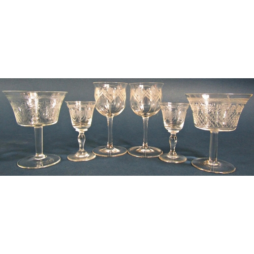 1148 - A quantity of very fine Victorian glasses, four gold rimmed Champagne bowls