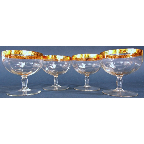 1148 - A quantity of very fine Victorian glasses, four gold rimmed Champagne bowls