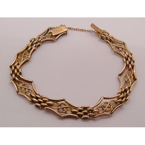 1279 - Stylised 9ct fancy link bracelet, 12.9g