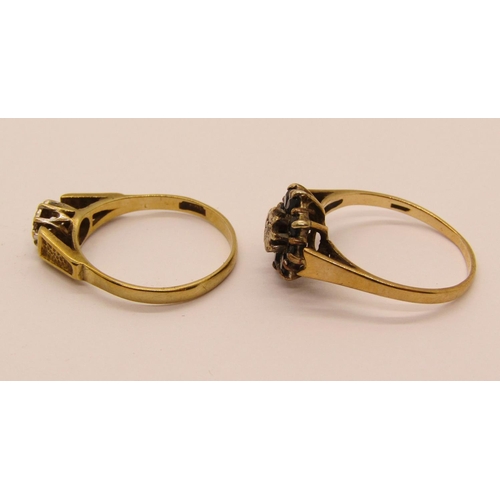 1290 - Two 9ct diamond set dress rings, 3.2g total