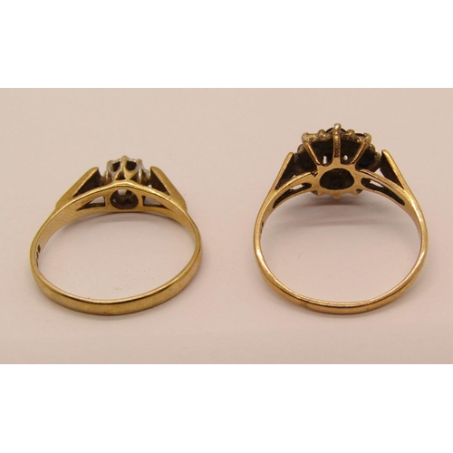 1290 - Two 9ct diamond set dress rings, 3.2g total