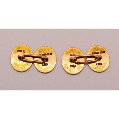 1339 - Pair of antique 15ct cufflinks with scrolled detail, 8g