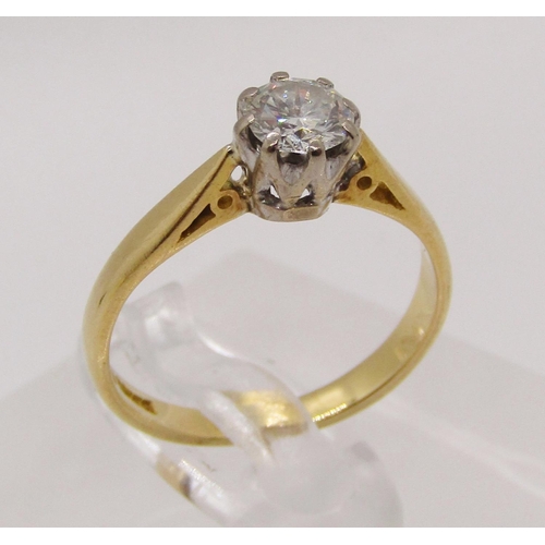 1343 - 18ct diamond solitaire ring, 0.45ct approx, maker 'LJ', Birmingham 1998, size H/I, 2.2g