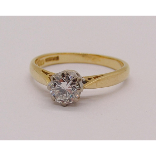 1343 - 18ct diamond solitaire ring, 0.45ct approx, maker 'LJ', Birmingham 1998, size H/I, 2.2g