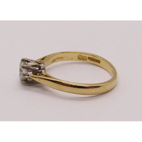 1343 - 18ct diamond solitaire ring, 0.45ct approx, maker 'LJ', Birmingham 1998, size H/I, 2.2g