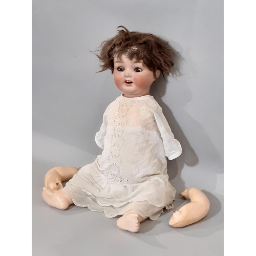 371 - Early 20th century German bisque head character doll by Ernst Heubach for restoration, with bent lim... 