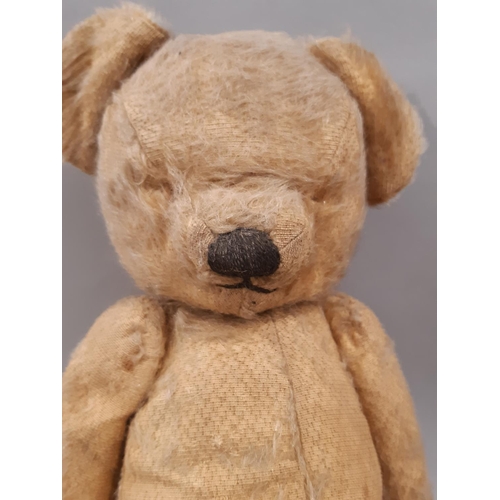 372 - Pair of  teddy bears century teddy bears for restoration, both with  stitched nose and mouth, wood w... 