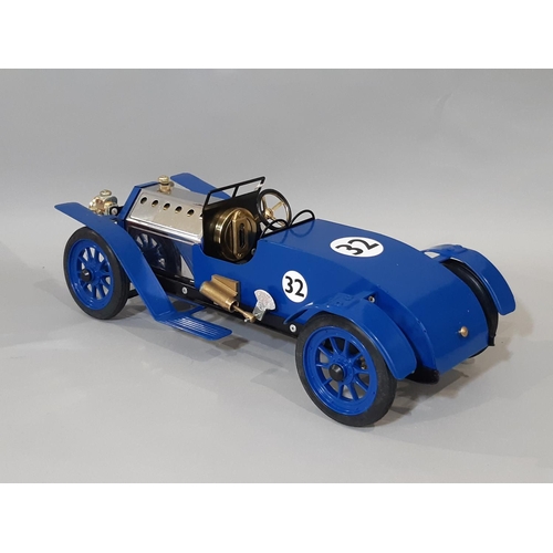 367 - A boxed Mamod live steam 'Le Mans Racer No.LM1' not tested, blue livery with racing number 32, appea... 