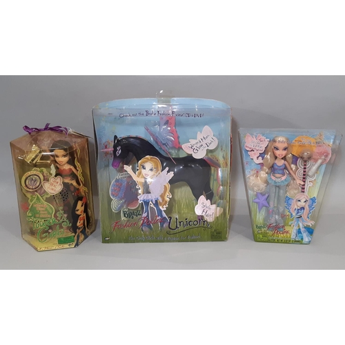 375 - Three box sets- Bratz Fashion Pixiez Unicorn and Dee with glow in the dark features and Flower Girlz... 