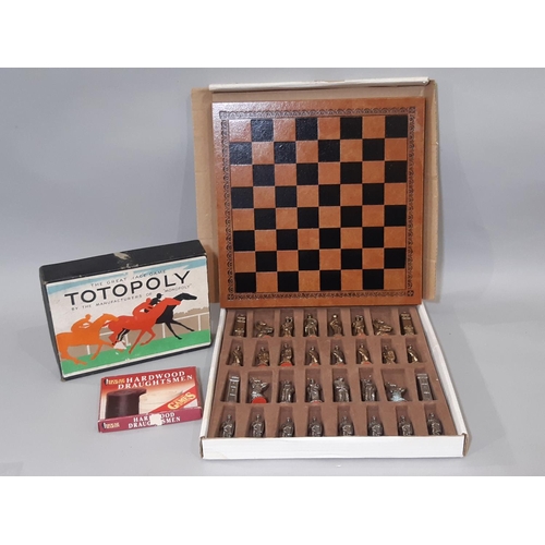 378 - Chess set featuring historical military figures in original box, together with vintage 'Totopoly' ga... 