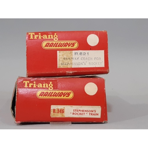 386 - 1960's Tri-ang boxed model Stephenson's Rocket R346 and coach R621, with inner card packaging and we... 