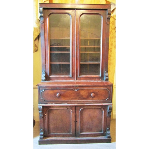 2570 - To be viewed at and collected from Nibley House GL11 6DL: 19th century mahogany secretaire bookcase,... 