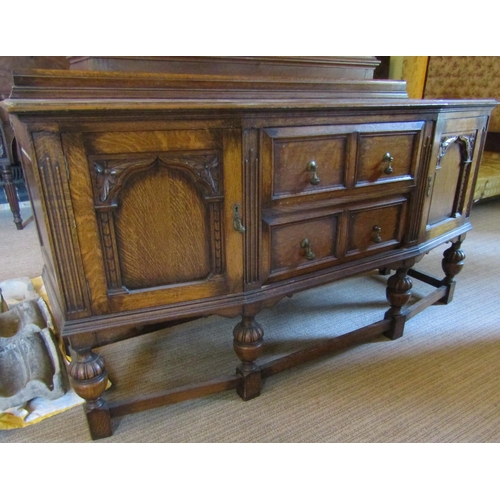 2578 - To be viewed at and collected from Nibley House GL11 6DL: A substantial Edwardian oak sideboard in t... 