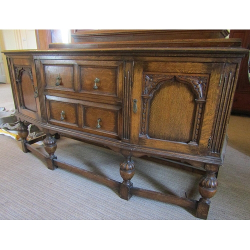 2578 - To be viewed at and collected from Nibley House GL11 6DL: A substantial Edwardian oak sideboard in t... 