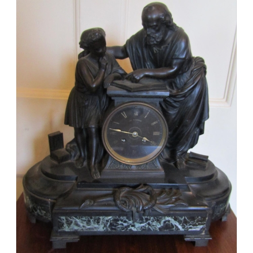 2585 - To be viewed at and collected from Nibley House GL11 6DL: A Victoria black slate marble and bronze m... 