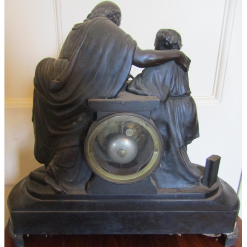 2585 - To be viewed at and collected from Nibley House GL11 6DL: A Victoria black slate marble and bronze m... 