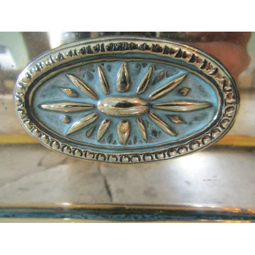 2595 - To be viewed at and collected from Nibley House GL11 6DL: A Victorian brass fire curb, two fire dogs... 