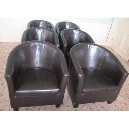 2598 - To be viewed at and collected from Nibley House GL11 6DL: Six contemporary tub chairs with horseshoe... 