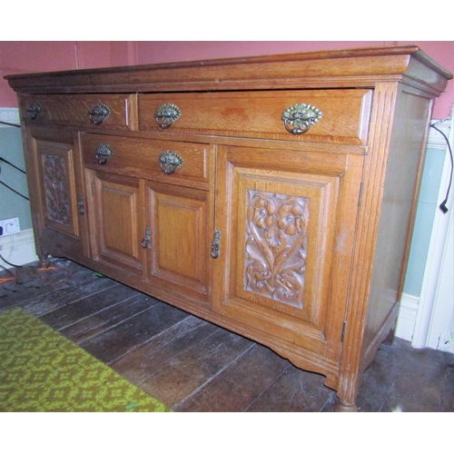 2604 - To be viewed at and collected from Nibley House GL11 6DL:Substantial 19th century oak sideboard encl... 